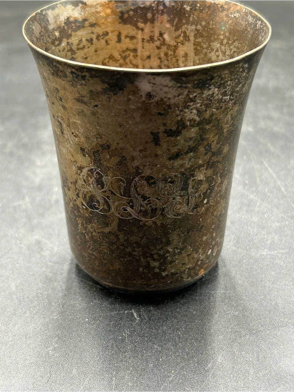 Vintage Napier children’s Cup silver plate with Engraved Monogram